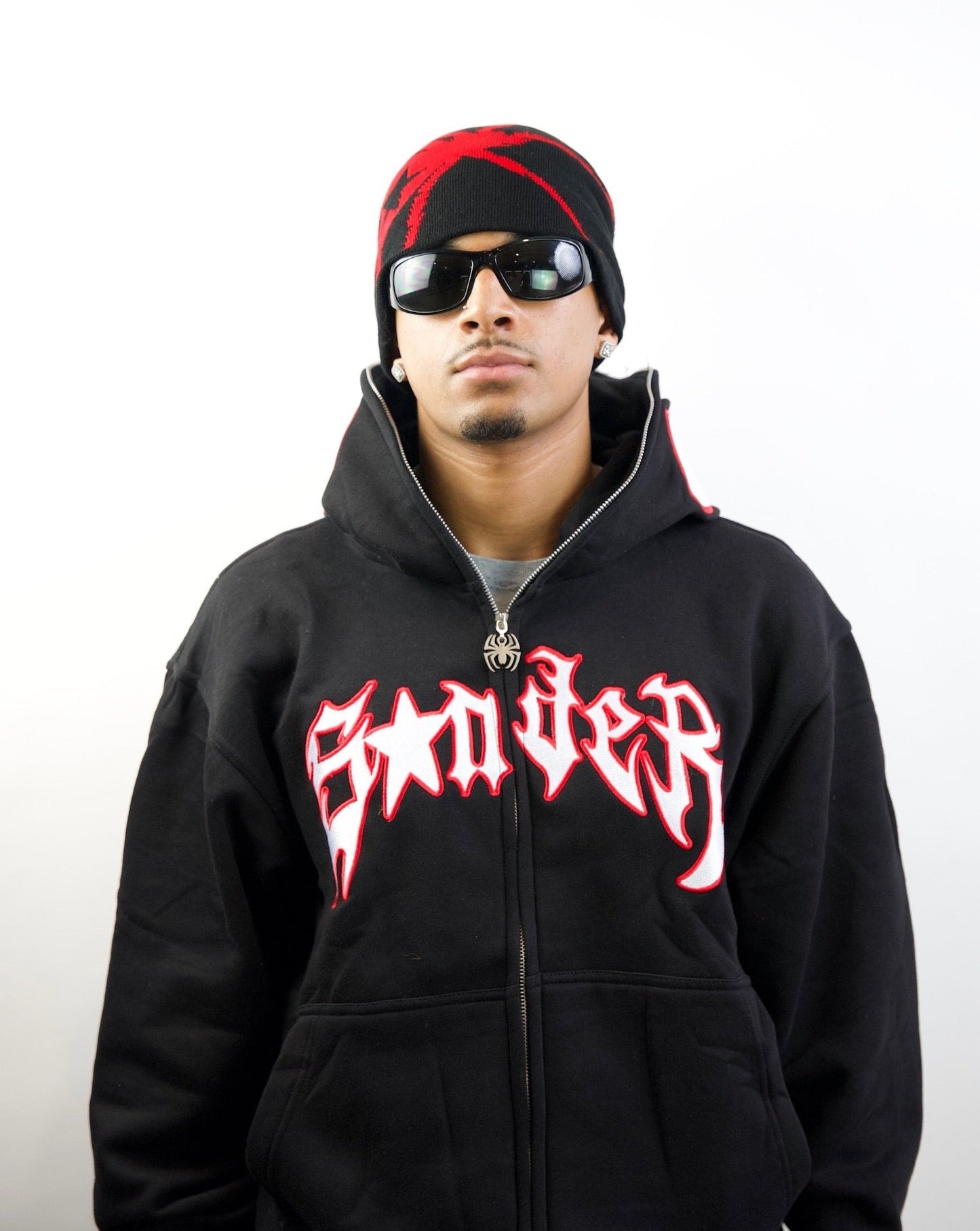 Spider Full-Zip in Black and Red