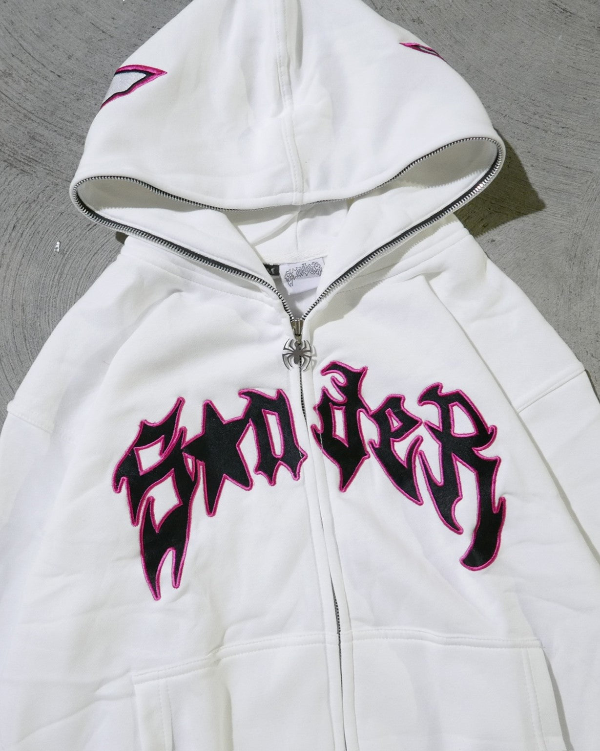 Spider Full-Zip in White and Pink