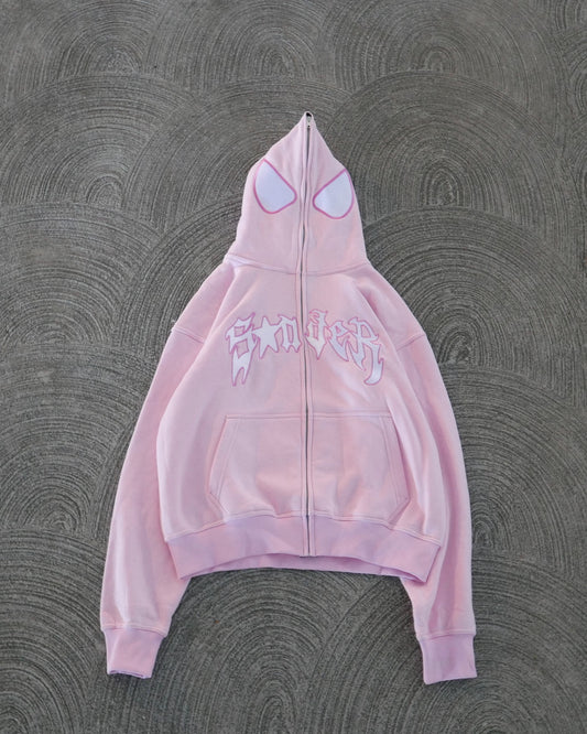 Spider Full-Zip in Pink and White