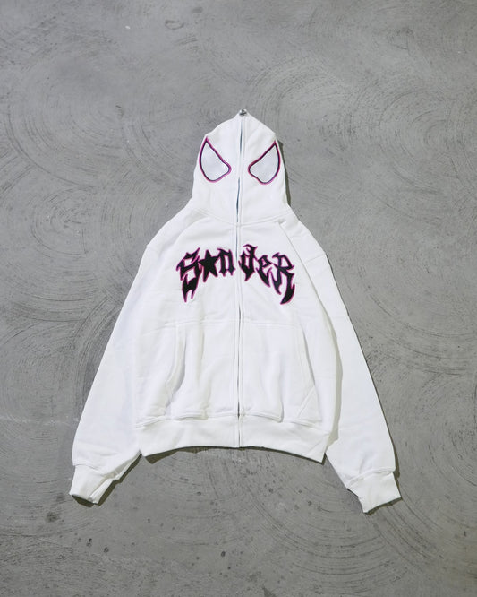 Spider Full-Zip in White and Pink