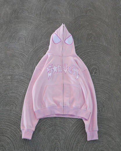 Spider Full-Zip in Pink and White