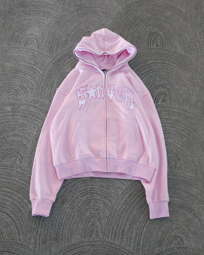 Spider Full-Zip in Pink and White